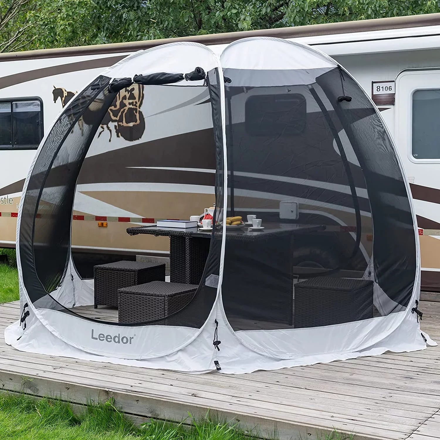 Leedor Screen House Tent Instant Room Shelter Gazebos for Patios Outdoor Canopy 10'x10' Gray