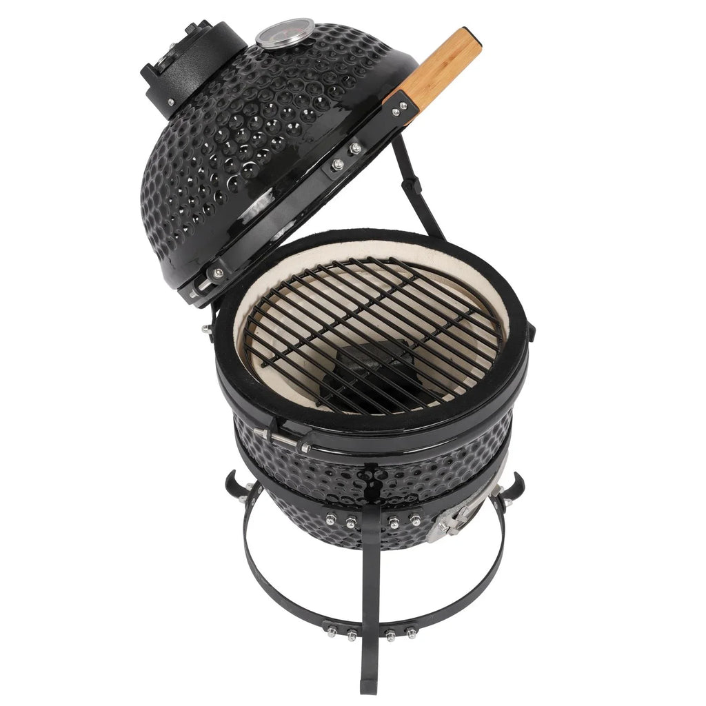 SalonMore 13in Round Ceramic Charcoal Grill Black