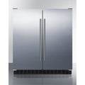 30" wide undercounter frost-free side-by-side refrigerator-freezer in stainless steel with locks, stainless steel handles, and digital controls