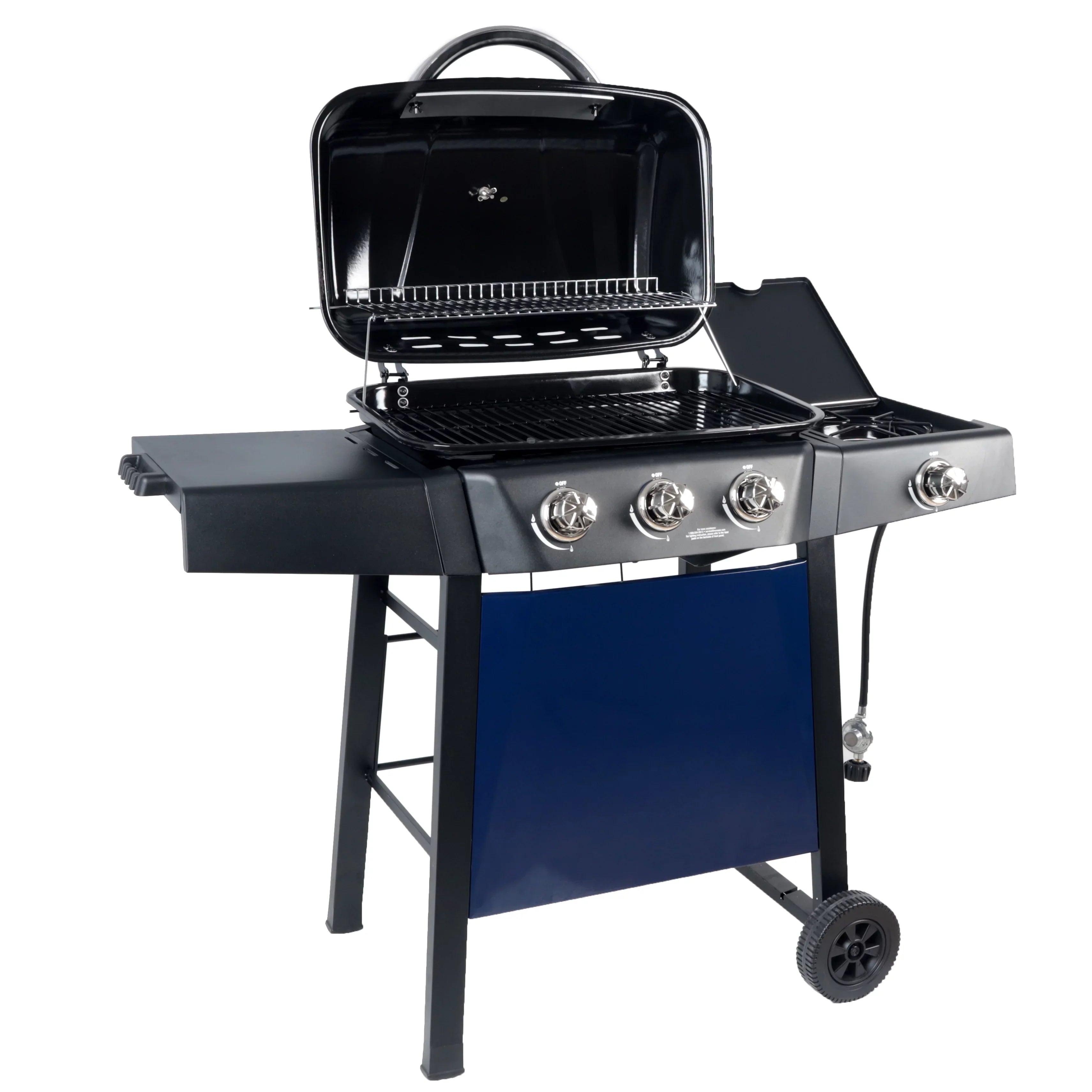 RevoAce 3 Burner Propane Gas Grill Including a Side Burner, Blue Sapphire, GBC1729WBS, New