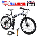 Unisex Adult Mountain Bike Full Suspension 26" 21 Speed MTB Folding Bicycle