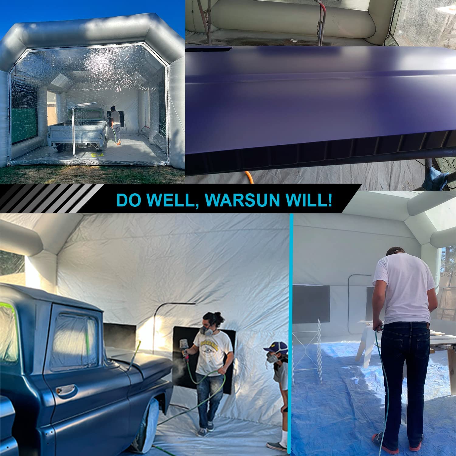 28X15X10Ft Inflatable Paint Booth Larger Inflatable Spray Booth with Air Filter System Portable Car Painting Tent Upgraded with 950W+750W Blowers