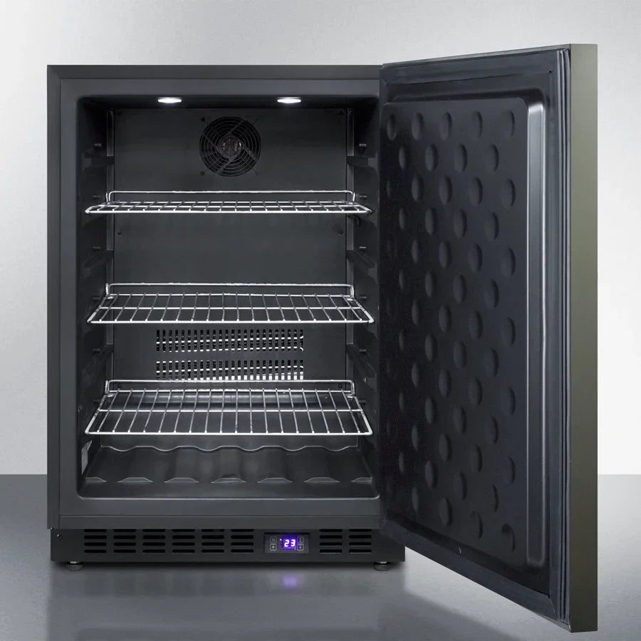 24" Wide Built-In All-Freezer, Black Stainless Steel