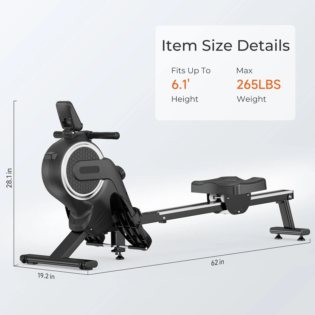 Rowing Machine, 16 Level Resistance Magnetic Rowing Machine Max 265lb Weight Capacity Row Machine Neche Resistance Magnetic with App Compatible Rower for Home Gym