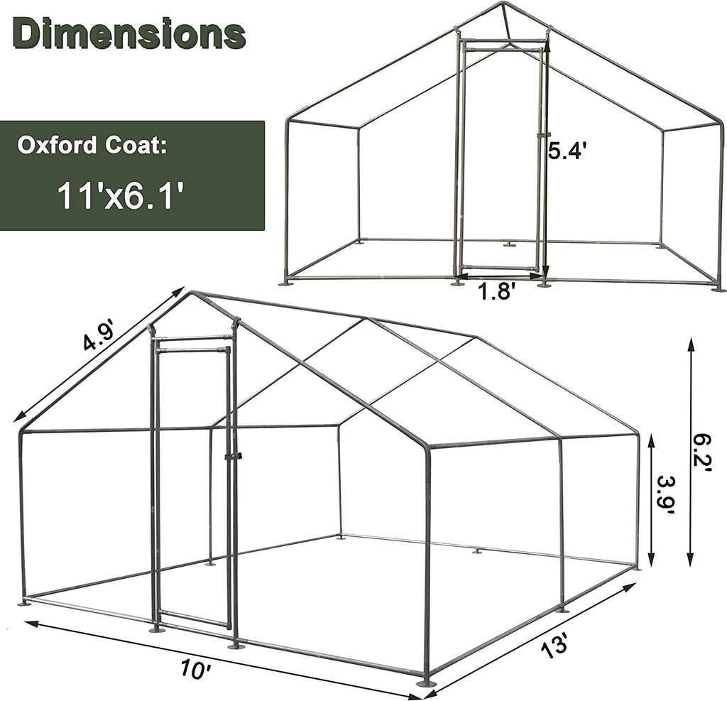Large Chicken Coop Metal Chicken Runs for Yard, 10' Walk in Chicken Coop Cage Chicken Pen Poultry Cage with Waterproof & Anti-UV Cover Heavy Duty Rabbit Hutch Duck Cage for Outdoor, Backyard and Farm