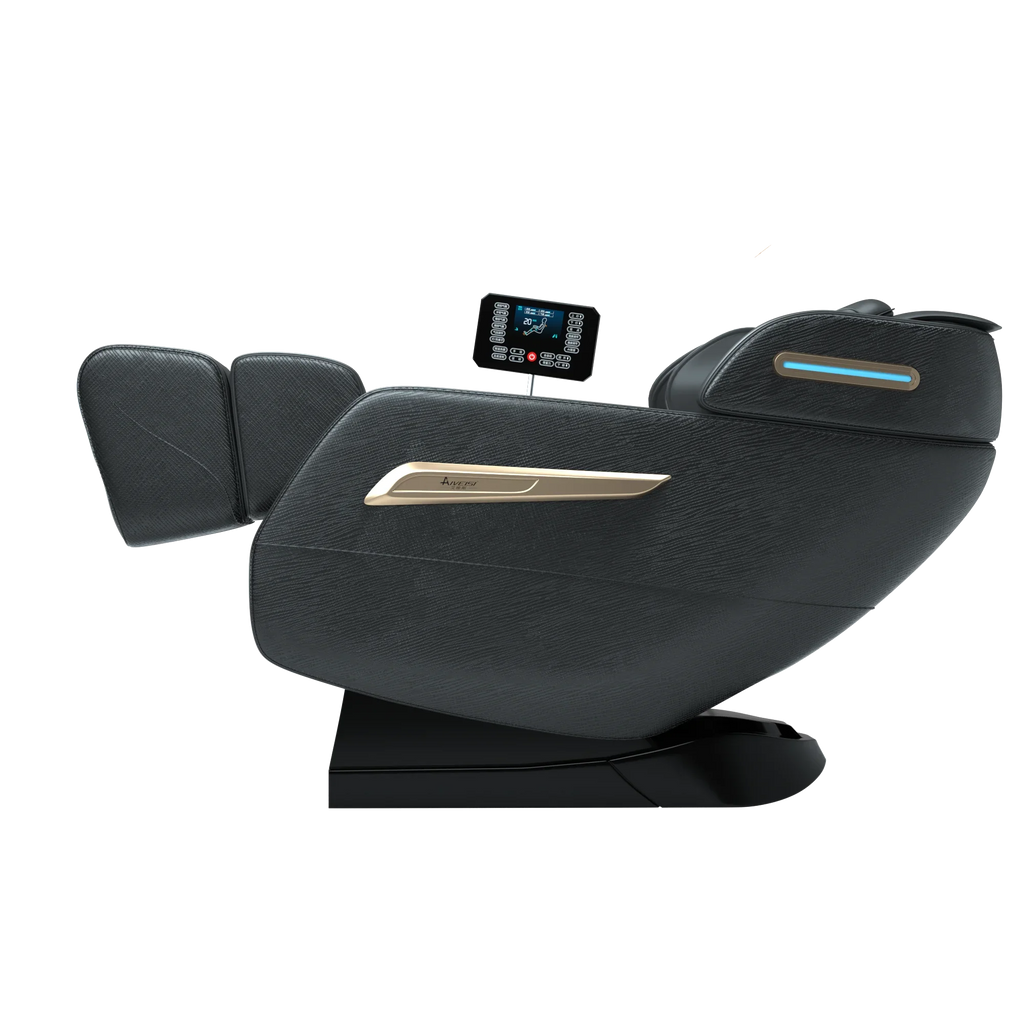 2024 4D Zero Gravity Massage Chair, Full Body Shiatsu Recliner with Yoga Stretching, SL Track, Intelligent Voice Control, Calf Kneading, Calfrest Extension, Premium Black Leather