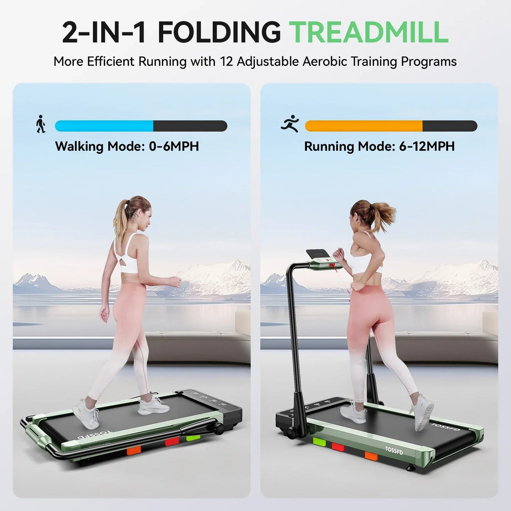 Pooboo Brushless 2.5HP Bluetooth Under Desk Treadmill 2in1 Folding Electric Treadmill Walking Pads for Home Office with Remote Control 265lbs