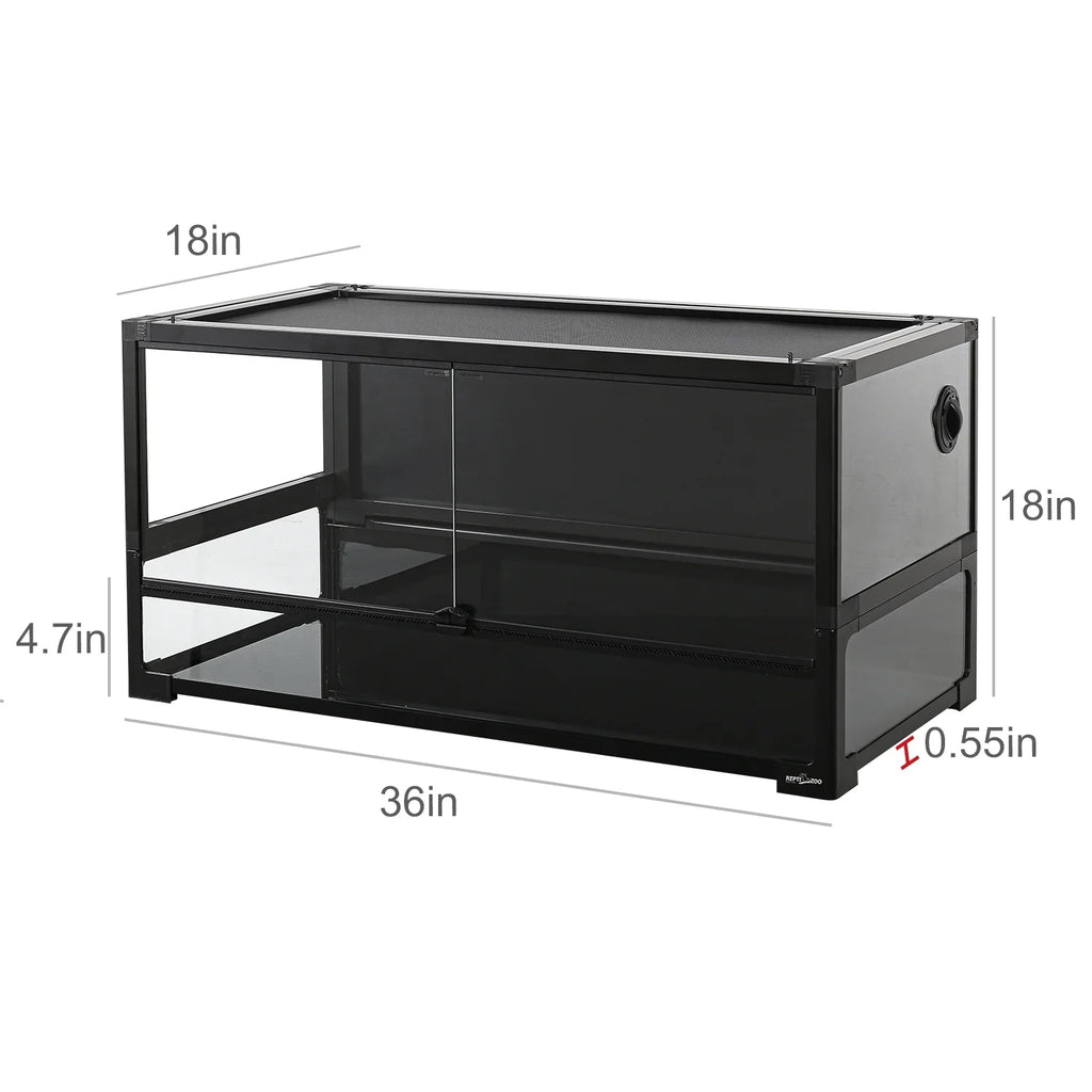REPTI ZOO 40 Gallon Tempered Glass Reptile Large Terrarium Tank Reptile Terrarium 36"x18"x18", Easy Folding
