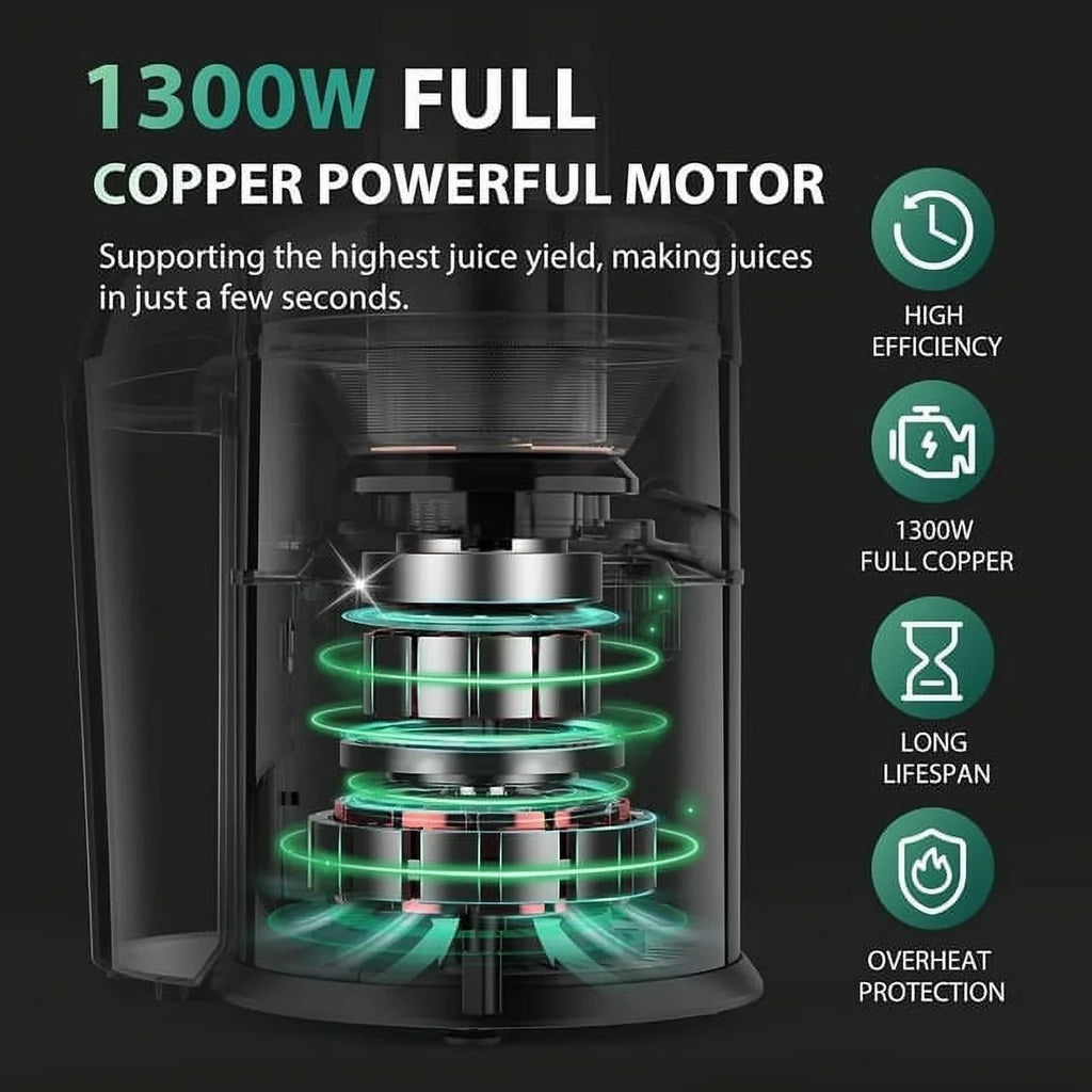 Centrifugal Juicer Machines Vegetable and Fruit,1100W Juice Extractor with 3" Feed Chute,BPA Free,Easy to Clean,High Juice Yield,Black
