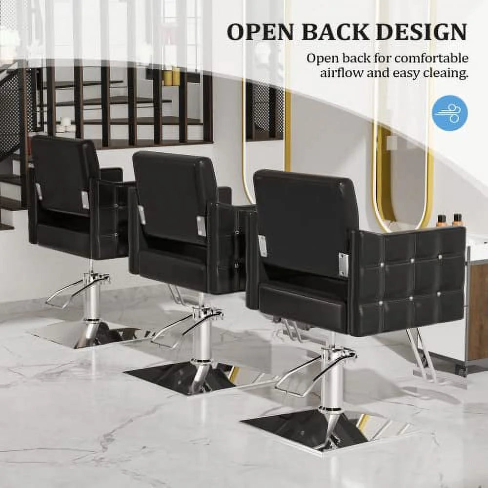 OmySalon Hair Salon Chair Hydraulic Barber Chair for Home Barbershop Black, Braiding Chair for Hair Stylist Heavy Duty, Styling Hairdressing Beauty Spa Equipment