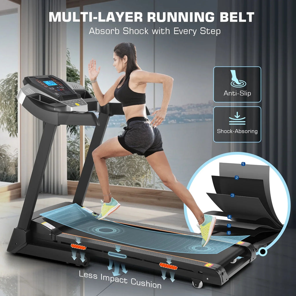 Tikmboex Strong 3.25HP Treadmill with Auto Incline & Smart App,Bluetooth Speaker, Large LED Display & Fan for Home Office Walking Running Exercise Machine, 300 lb Capacity
