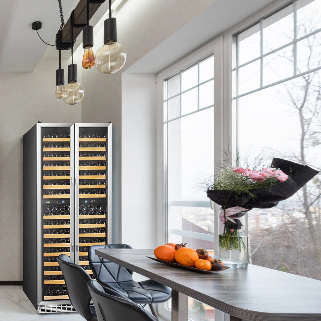 Lanbo 32 inch 287 Bottle Dual Zone Compressor Freestanding Wine Refrigerator