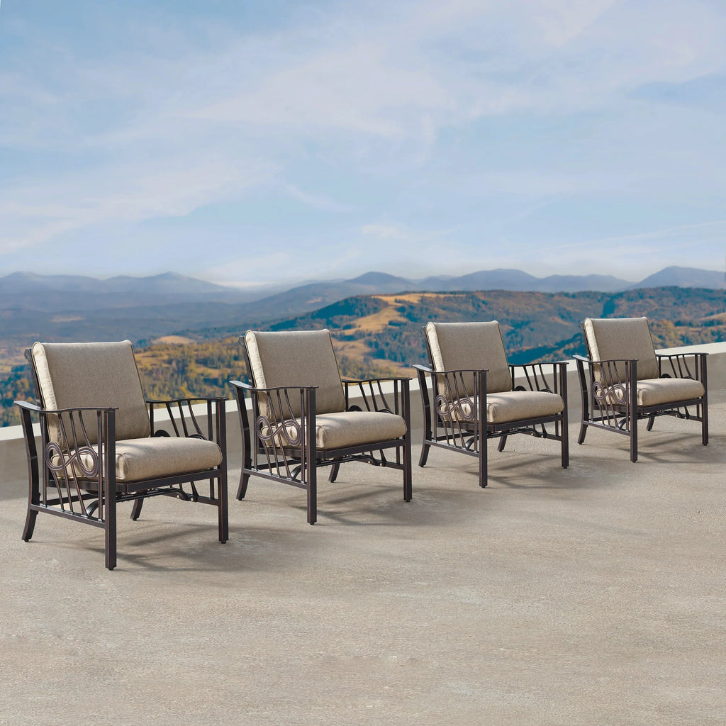Aluminum Deep Seating Rocking Club Chairs in Antique Copper (set of 4)