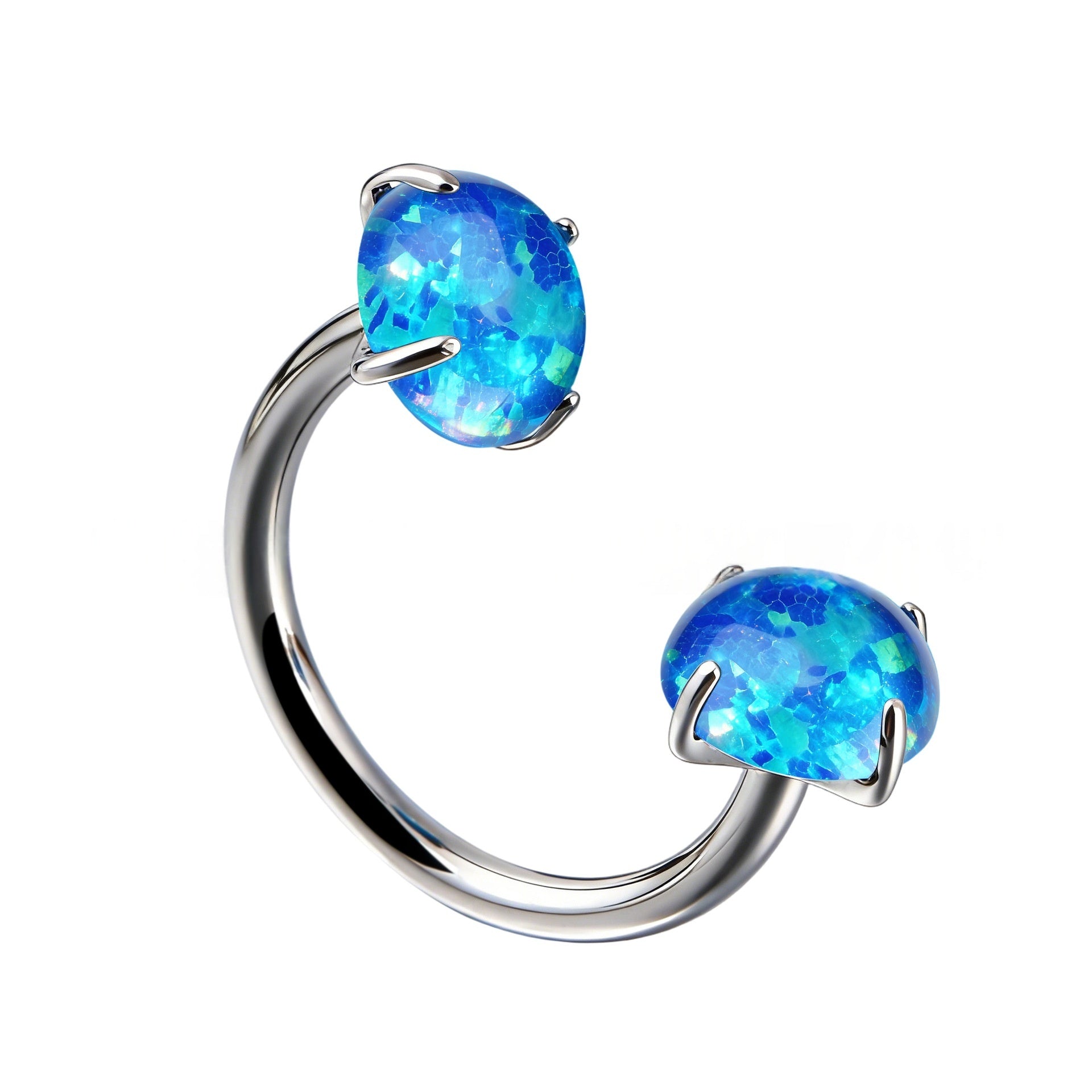 Internal Thread G23 Titanium Alloy Body Piercing Jewelry Opal Nose Ring