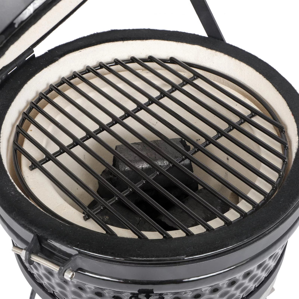 SalonMore 13in Round Ceramic Charcoal Grill Black