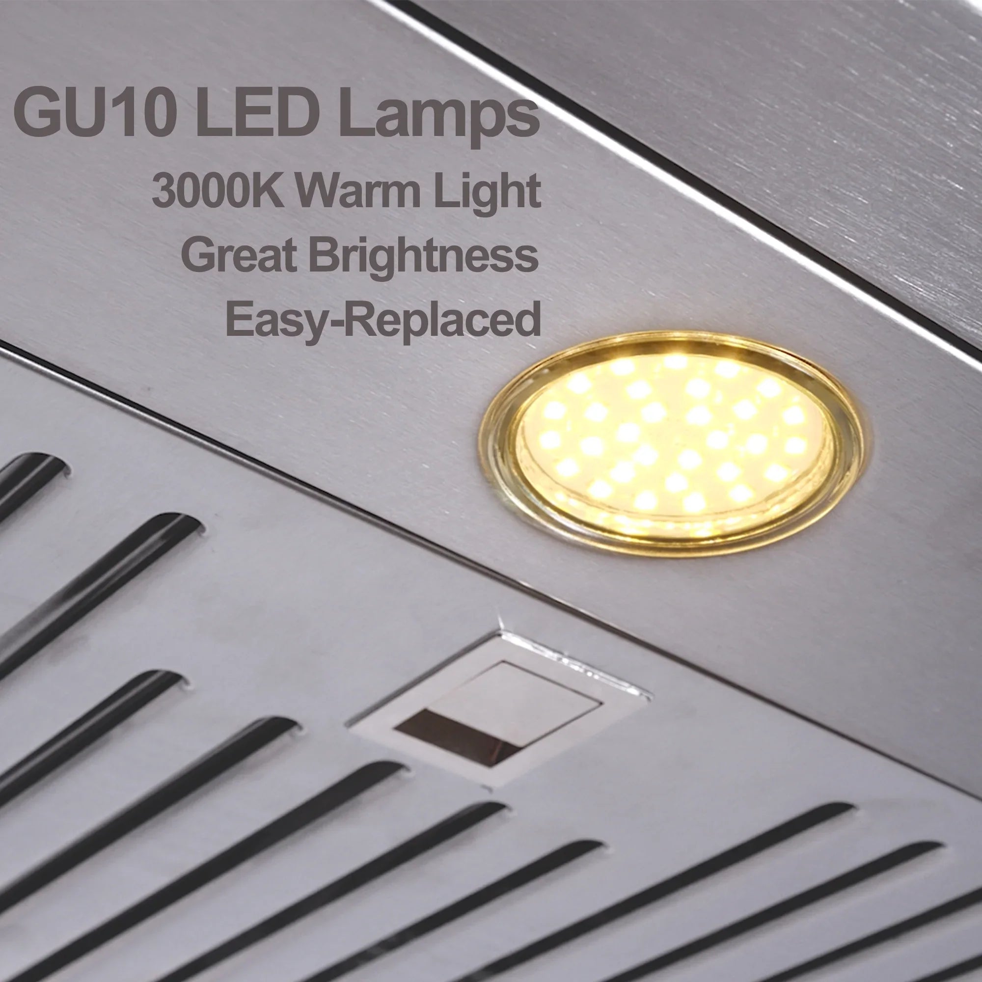 30 Inch Under Cabinet Range Hood Kitchen Stove Vent Hood, Ducted Built in Range Hood Stainless Steel, 400 CFM with Permanent Stainless Steel Filters