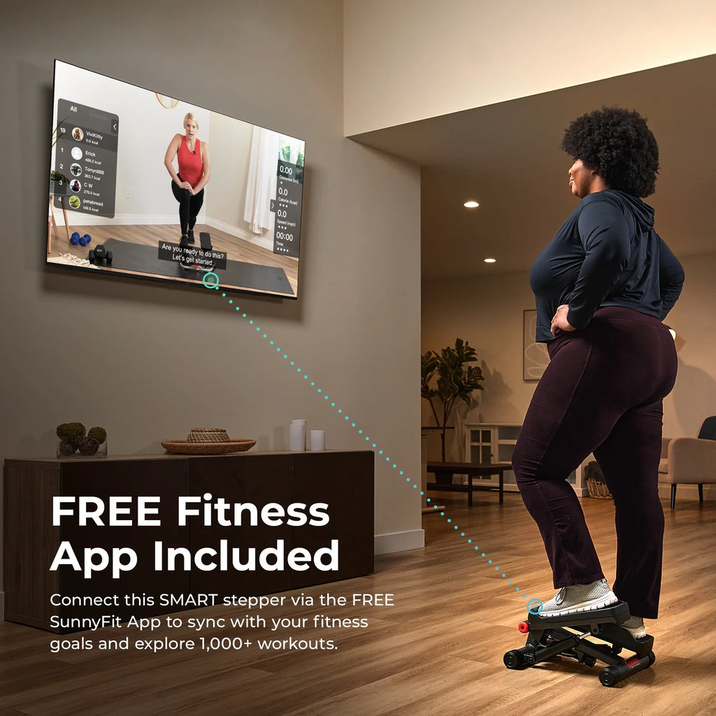 Sunny Health & Fitness SMART Mini Stepper with Exercise Bands - NO. 012SMART