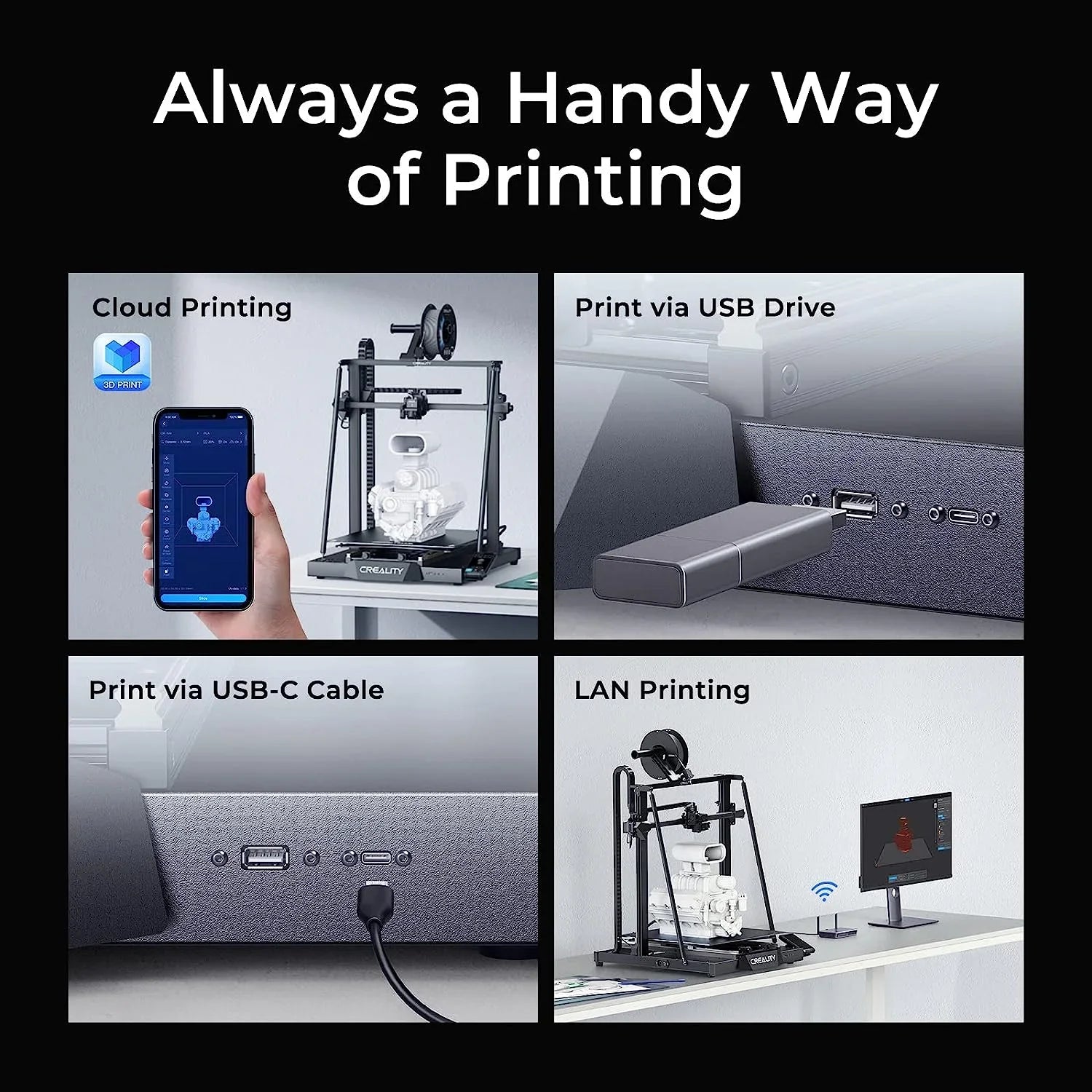 Official Creality CR-M4 FDM 3D Printer with Gift 1KG PETG Filament Sprite Dual-Gear Direct Extruder 300°C Hotend 25-Point CR Touch Auto-Leveling Flexible Fast-Heating Bed 17.71x17.71x18.5in Print Size