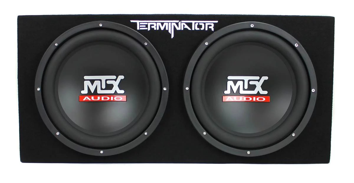 MTX 12" Dual Loaded Car Subwoofer w/Sub Box, Amplifier, & QPower Wiring Kit