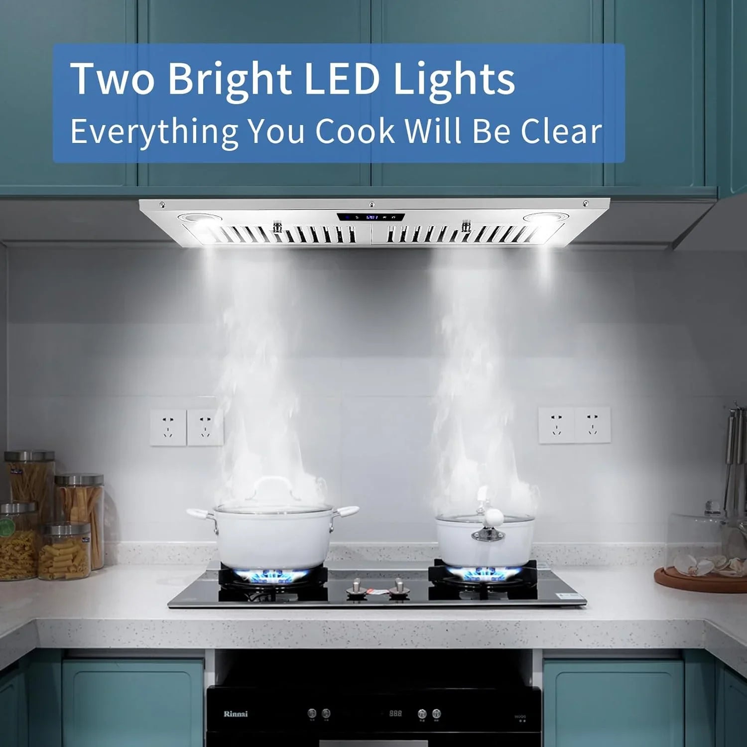 Zomagas 30 inch 600CFM Range Hood Insert Stainless Steel Kitchen Vent Hood Touch Control with LED Lights,Baffle Filters
