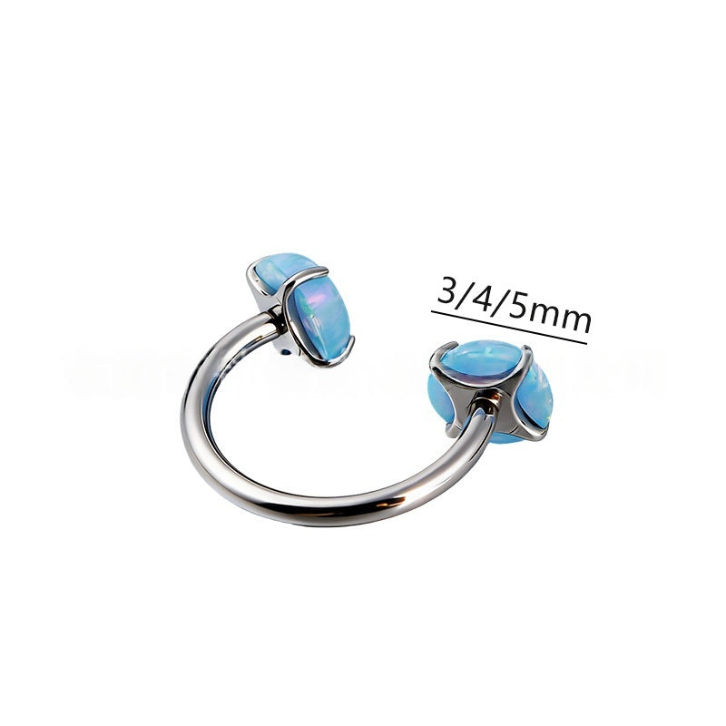 Internal Thread G23 Titanium Alloy Body Piercing Jewelry Opal Nose Ring