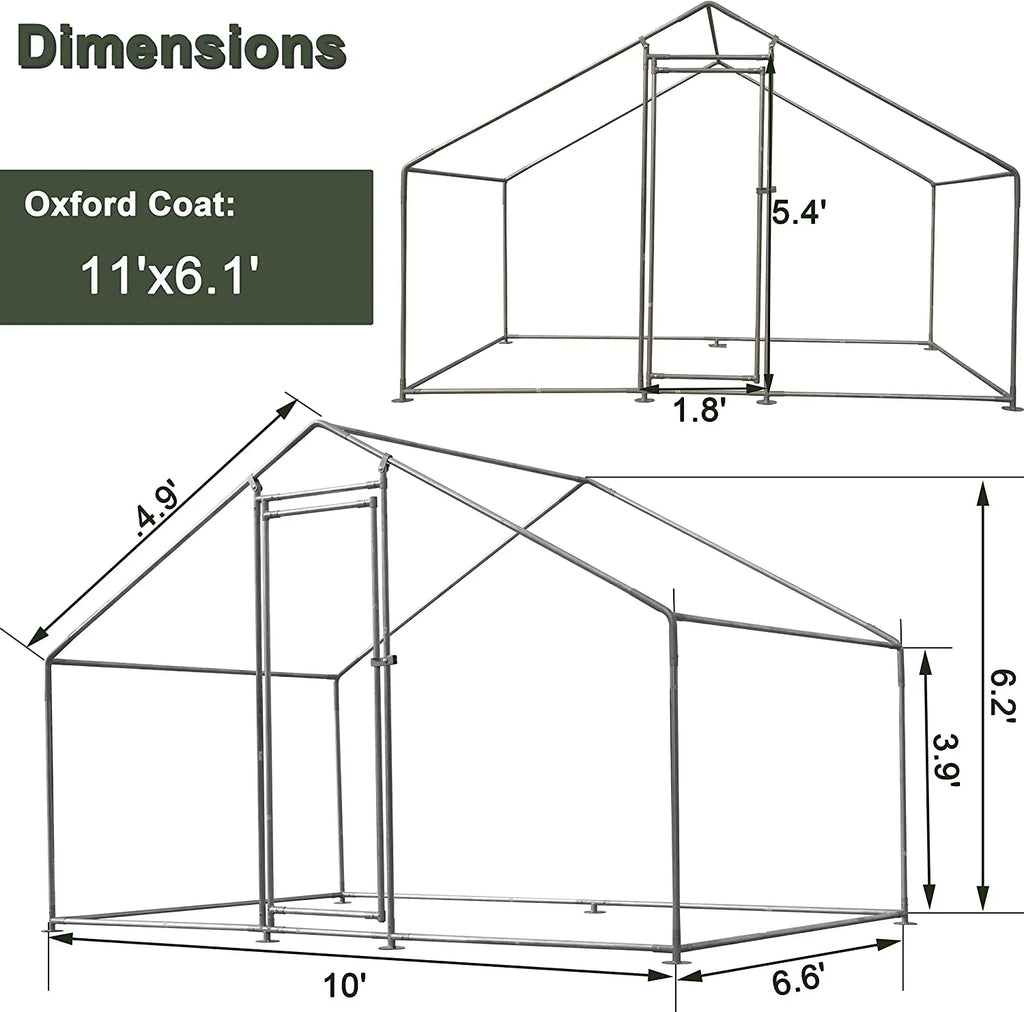 Large Chicken Coop Metal Chicken Runs for Yard, 10' Walk in Chicken Coop Cage Chicken Pen Poultry Cage with Waterproof & Anti-UV Cover Heavy Duty Rabbit Hutch Duck Cage for Outdoor, Backyard and Farm