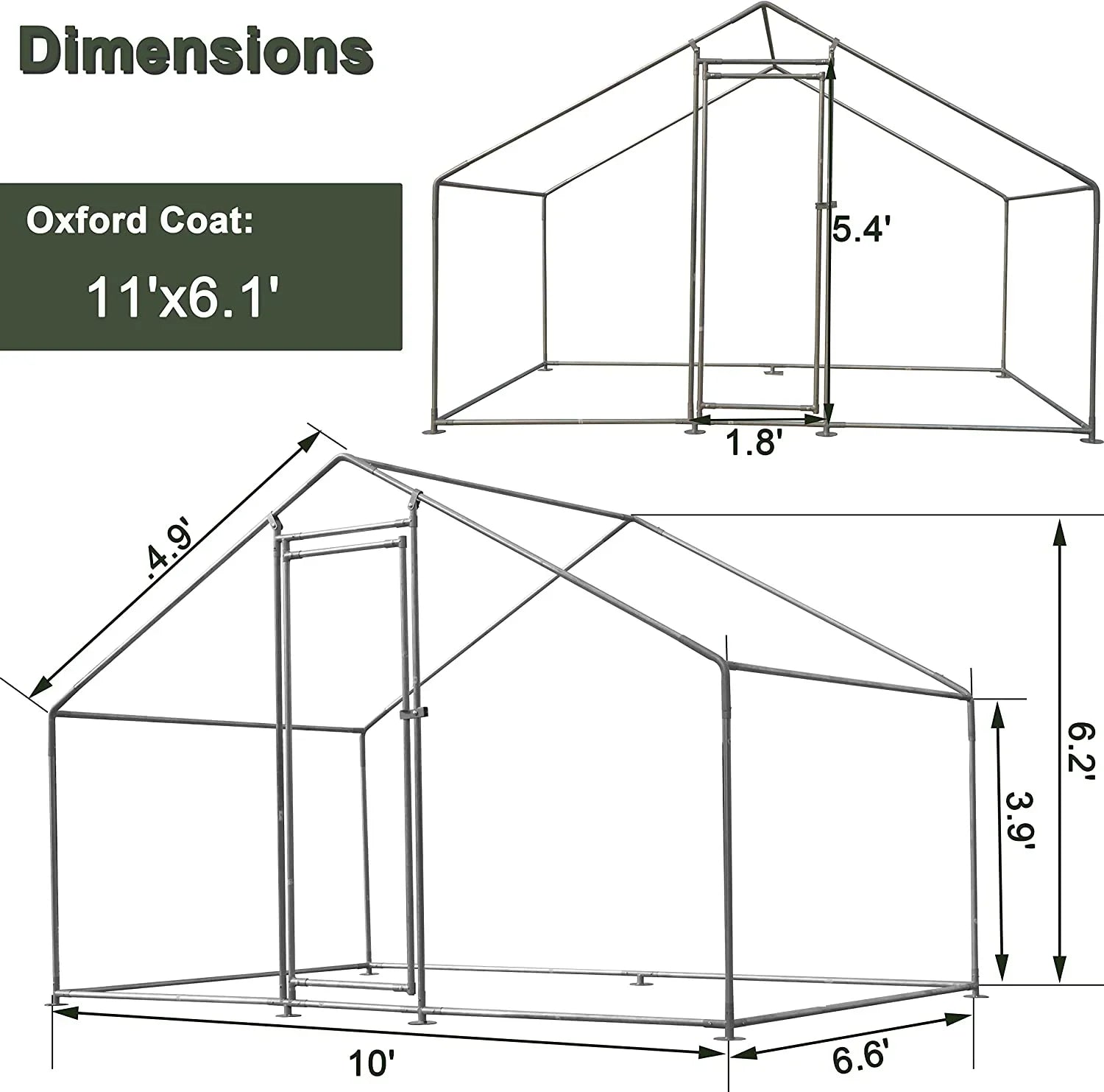 Large Chicken Coop Metal Chicken Runs for Yard, 10' Walk in Chicken Coop Cage Chicken Pen Poultry Cage with Waterproof & Anti-UV Cover Heavy Duty Rabbit Hutch Duck Cage for Outdoor, Backyard and Farm