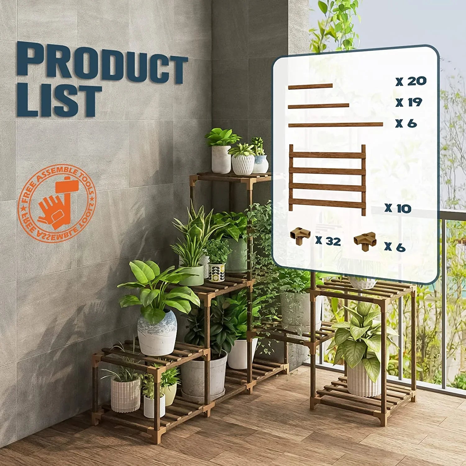 Corner Plant Stand Indoor Wood Outdoor Plant Shelf for Multiple Plants Ladder Plant Holder Table Plant Pot Stand for Window Garden Balcony Living Room