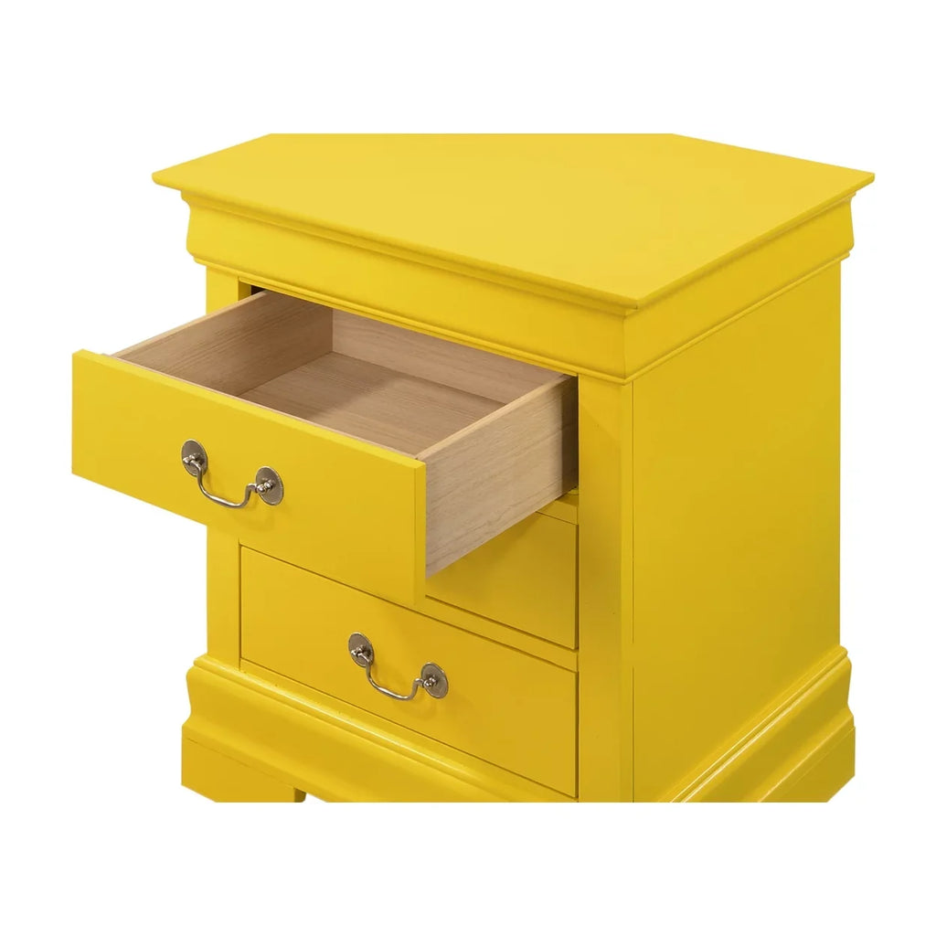 Passion Furniture Louis Philippe 3-Drawer Yellow Nightstand (29"H x 16"W x 21"D)