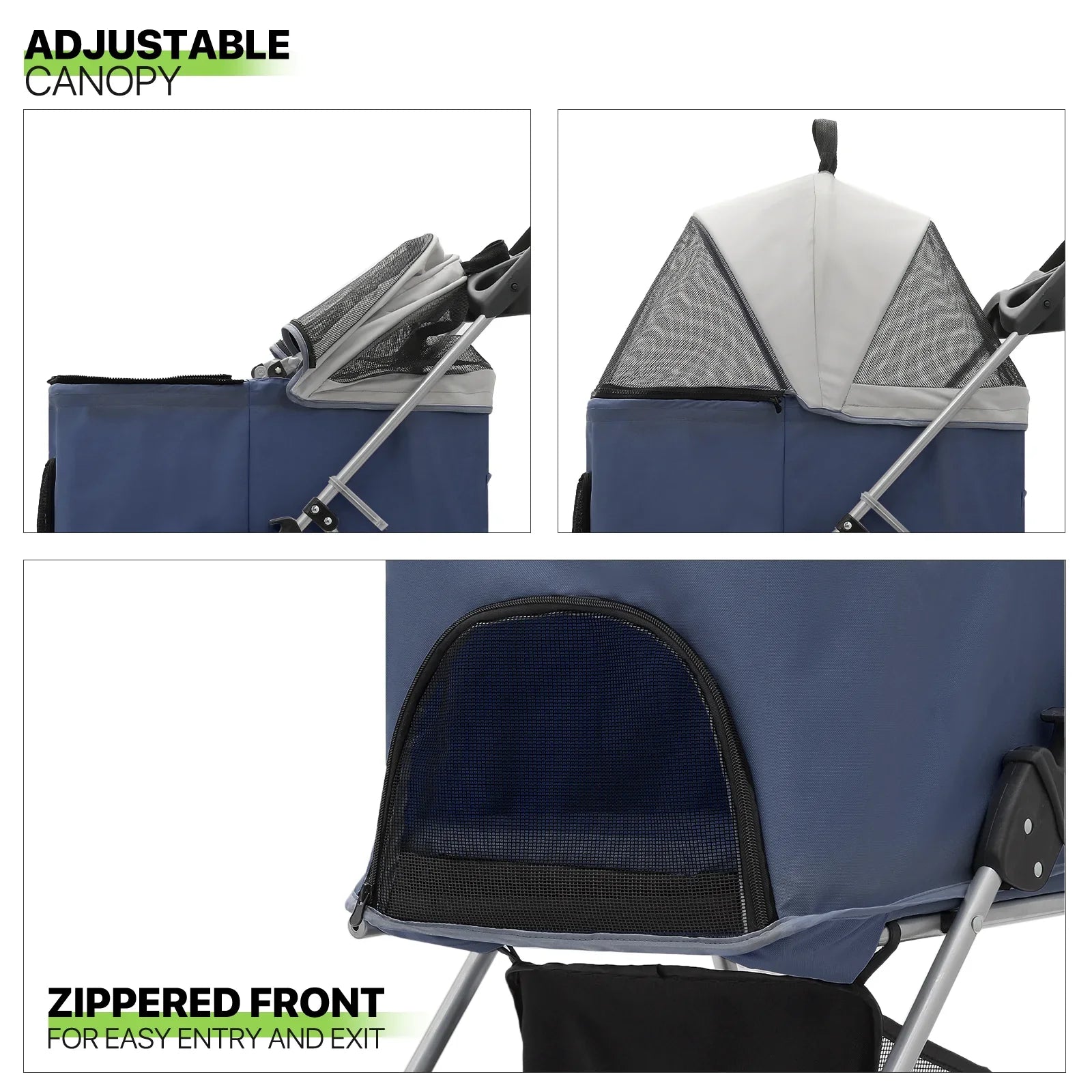 Magshion Foldable Dog Pet Stroller with Cup Holder, 4 Wheel (Navy Blue)