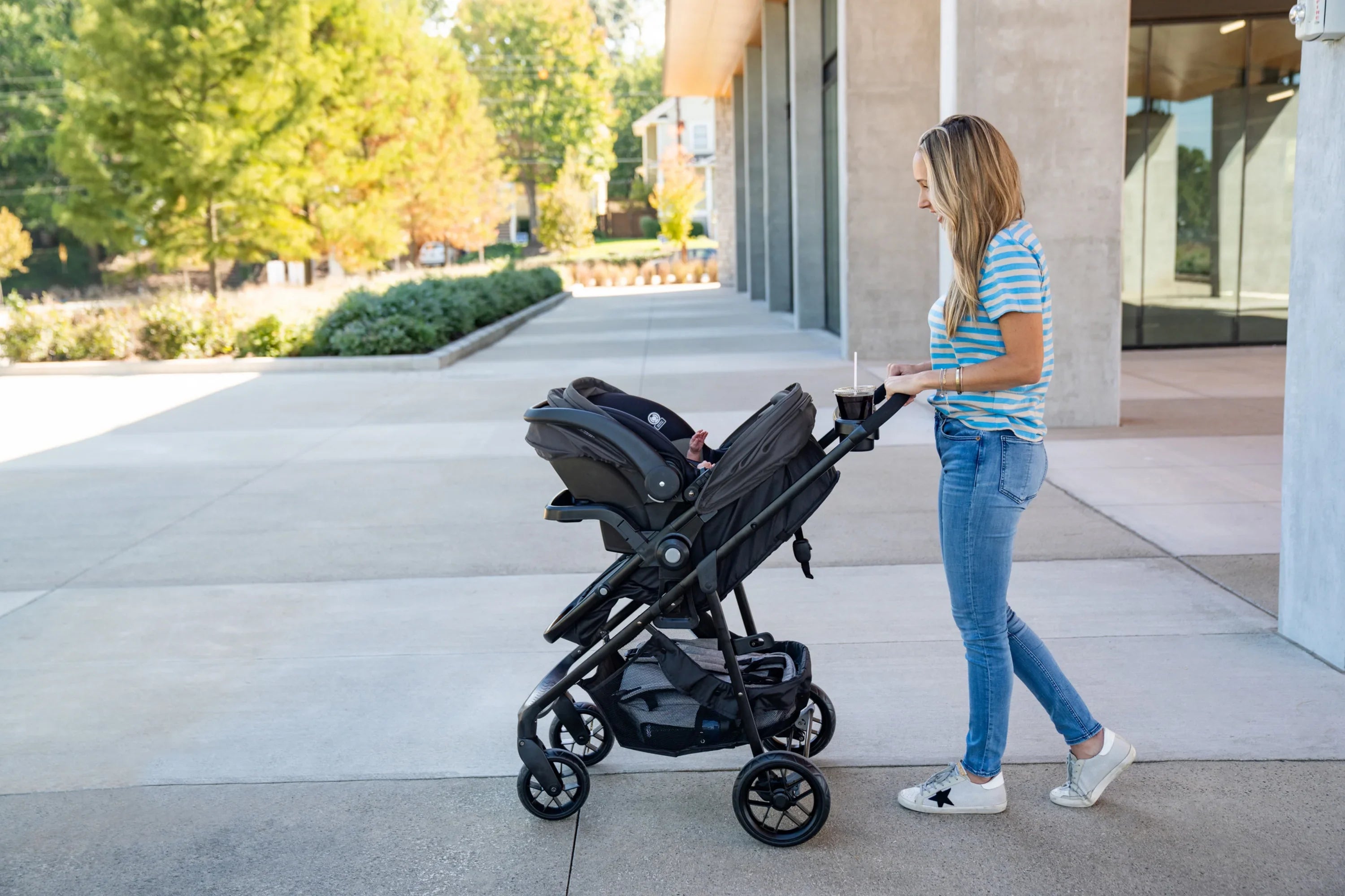 Safety 1st Grow and Go Sprint Modular Travel System Stroller with Rear-Facing Infant Car Seat, Bluestone