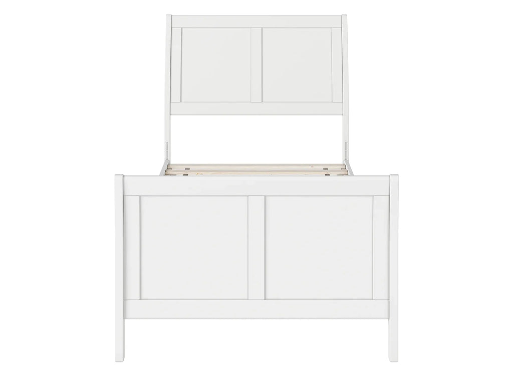 AFI Valencia Twin Wood Low Profile Sleigh Platform Bed with Matching Footboard, White