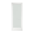 30 in. x 80 in. x 1-3/8 in. Frosted Glass 1-Lite Shaker Primed Solid Wood Core Interior Door Slab