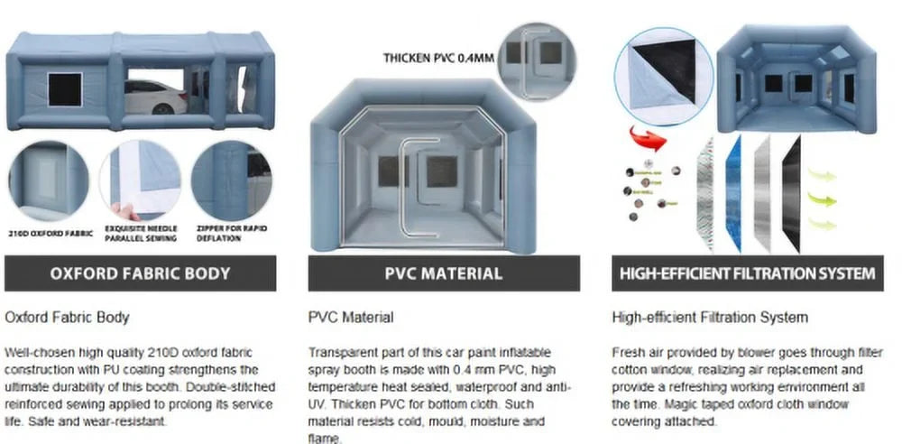 Inflatable Paint Spray Booth Car Painting Work Tent Filter System 26*15*10Ft