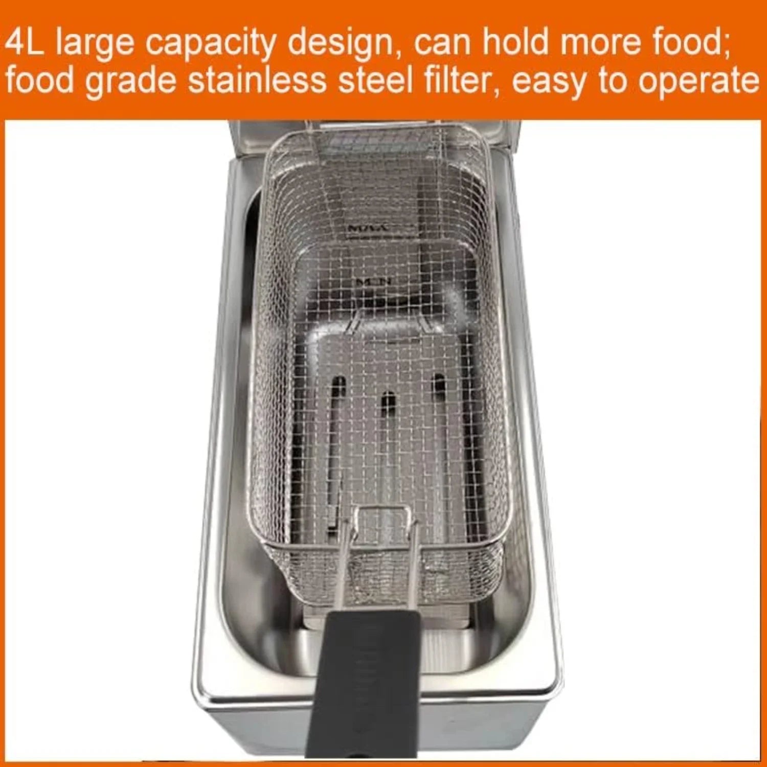 Benchtop Electric Deep Fryer 60°C-200°C Adjustable Temperature Control with Removable Oil Filter Basket Easy Clean 1500W Commercial Household Fryer Cookware (Fryer)