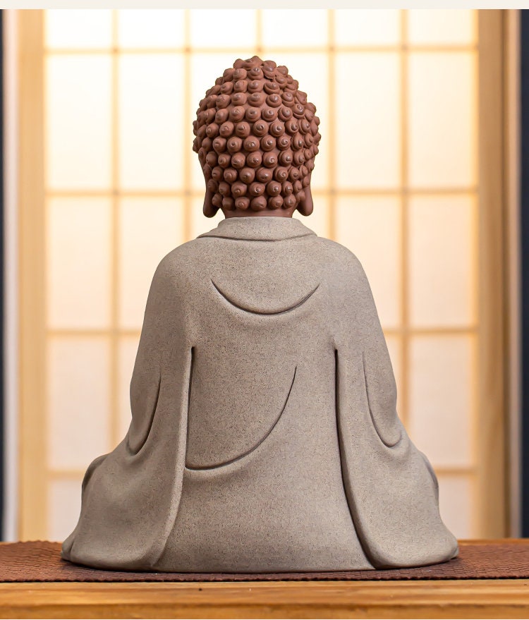 Handmade Ceramic Sakyamuni Abhaya mudra Buddha Statue Meditation