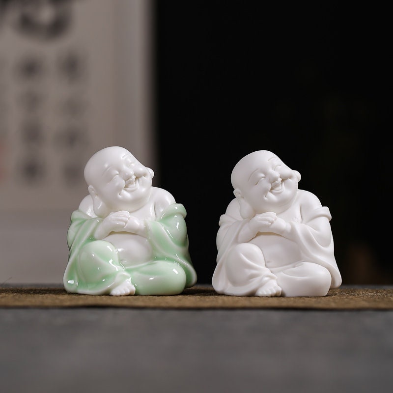 Handmade Clay Laughing Budda Statue Ornamanet Spiritual Religion  Gifting for him