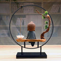 Sitting Buddha Round Big Backflow Incense Burner With Tree And Lotus Stick Holder